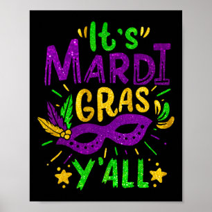 Sein Mardi Gras Yall Beads Mask Jester Hat Festiva Poster