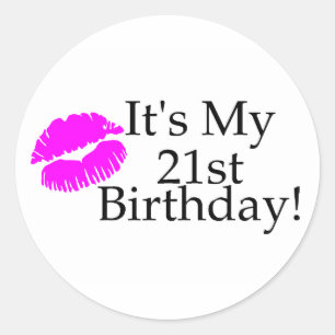 Sein mein 21. Geburtstag (Kuss) Runder Aufkleber