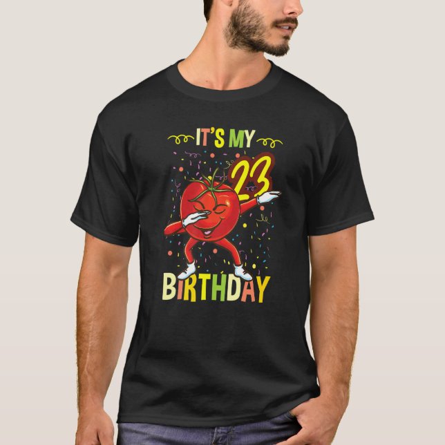 Sein mein 23. Geburtstag Dabbing Tomato T-Shirt (Vorderseite)