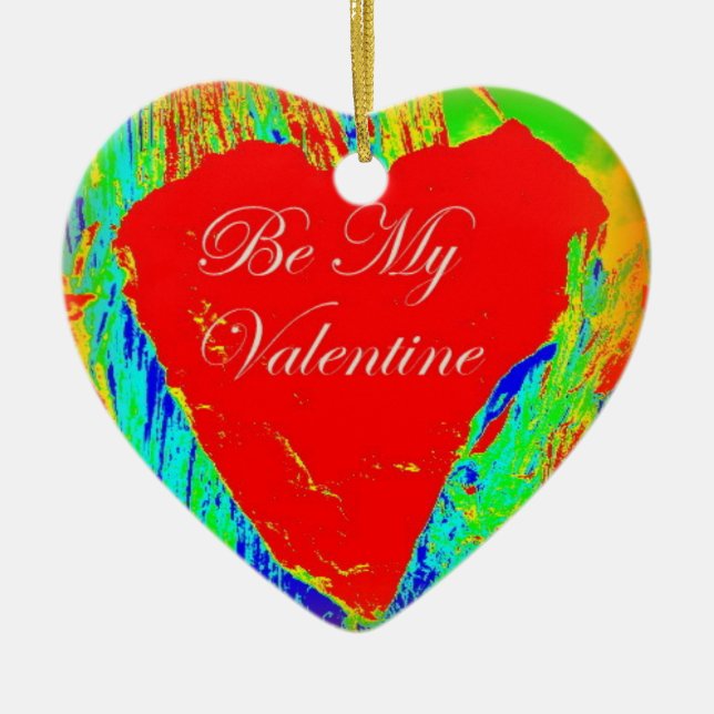 sein, meine valentinische rote Herzverzierung Keramik Ornament (Vorne)