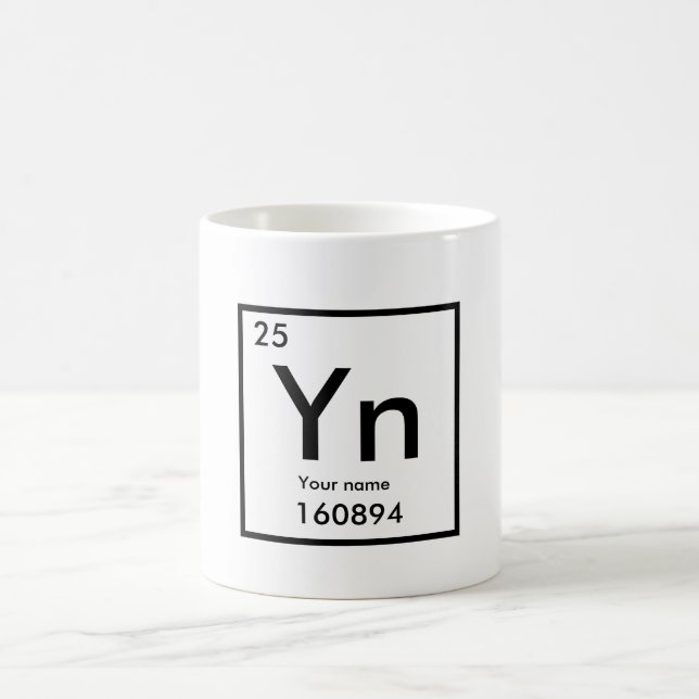 Sein Name als chemisches Element Kaffeetasse (Mittel)
