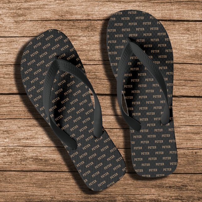 Sein Name Elegant Muster Black Flip Flops (Von Creator hochgeladen)