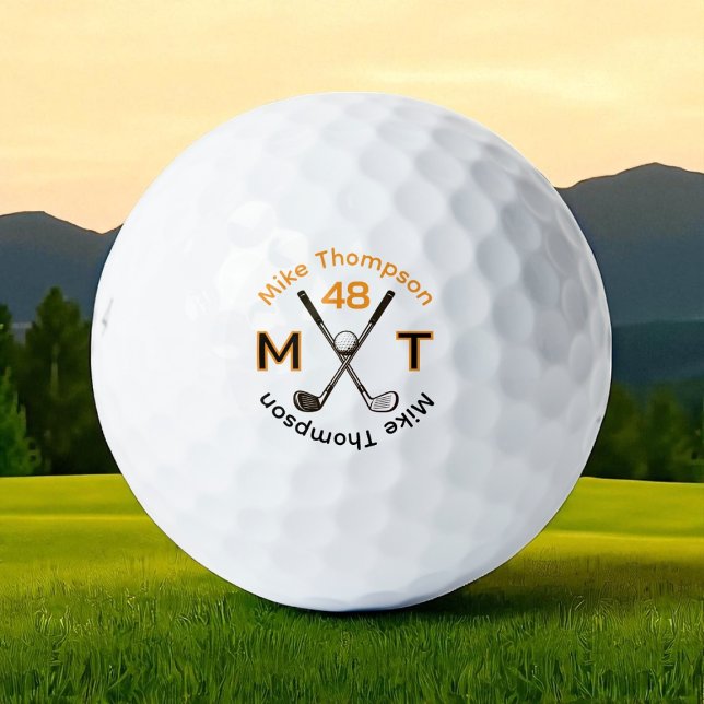 Sein Name, Initialen und Alter orange/schwarzer Go Golfball (Von Creator hochgeladen)