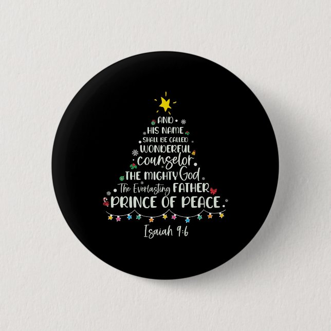 Sein Name wird Isaiah 96 Weihnachtsbaum genannt Button (Vorderseite)