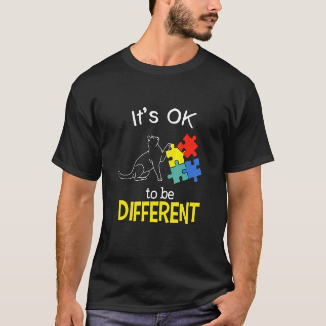 Sein Ok, ein anderes Cat Puzzle Niedlich Autismus  T-Shirt (Vorderseite)