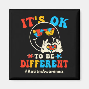 Sein Ok zu anderen Autismus Groovy Lächeln Gesicht Magnet