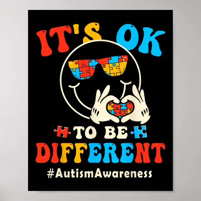 Sein Ok zu anderen Autismus Groovy Lächeln Gesicht Poster (Vorne)