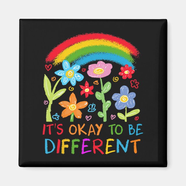 Sein Ok zu sein, anders Autismus Rainbow Boho Neur Magnet (Vorne)