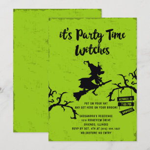 Sein Party Time Hexen Halloween-Party laden ein Einladung