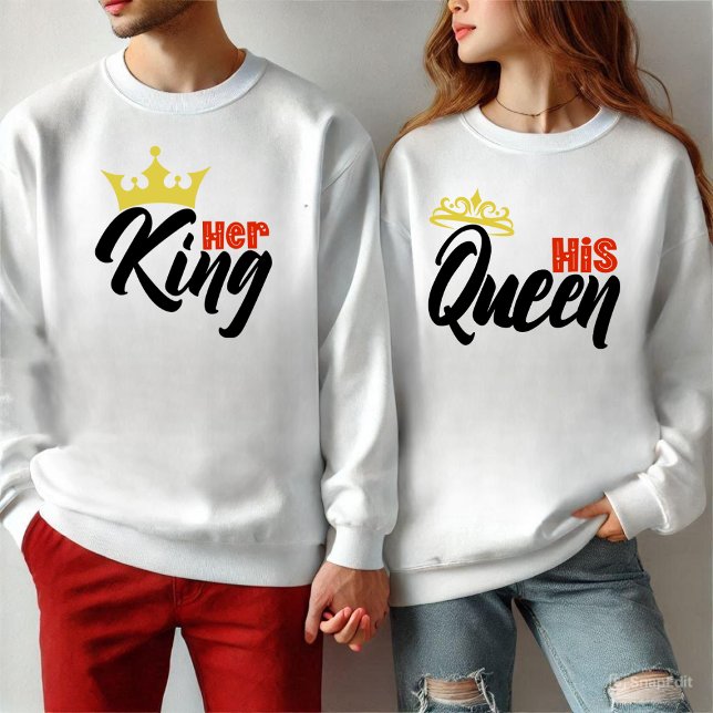 Sein Queen-Anniversary | Jubiläumstypografie Sweatshirt (His Queen)