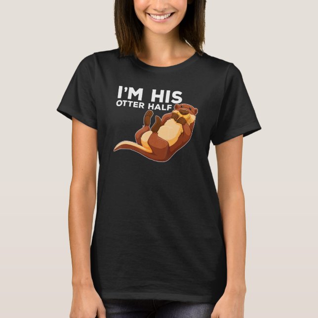 Sein schöner halber Pun Romantic Couple Valentine' T-Shirt (Vorderseite)
