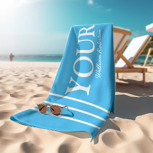 Sein und ihr blaues 'DEINS' personalisiert Strandtuch