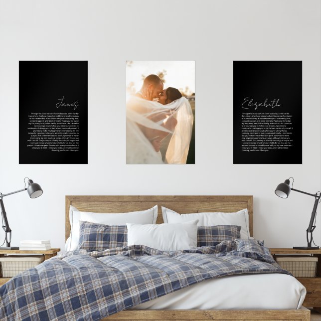 Sein und ihre Vows schwarzer Hintergrund Hochzeits Bilderwand Sets (Schlafzimmer)