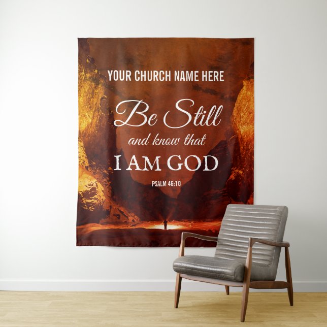 SEIN UND WISSEN Psalm 46:10 Kirchenmauer Kunst Wandteppich (Beispiel)