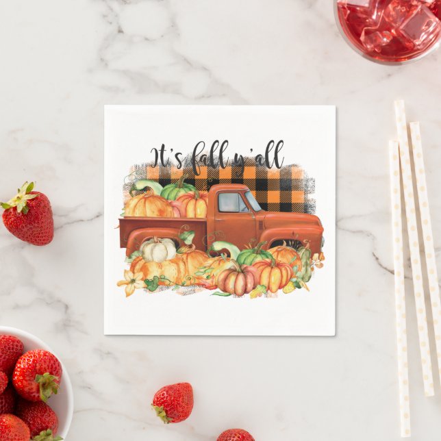 Sein Zitat vom Herbst | Vintager Lastkraftwagen mi Serviette (Beispiel)