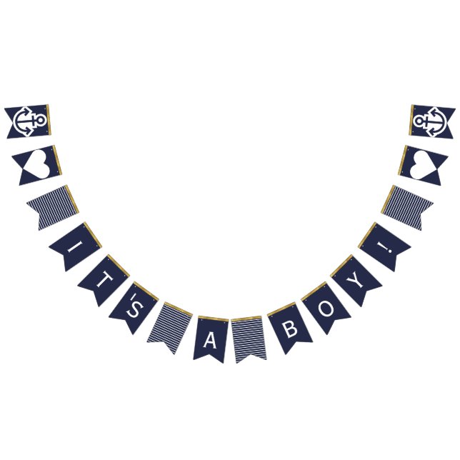 Seine A Boy Navy und Gold Nautic  Wimpelkette (Alle)