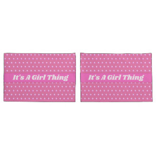 Seine a Girl Things Pink Bright Polka Dots Girly Kissenbezug