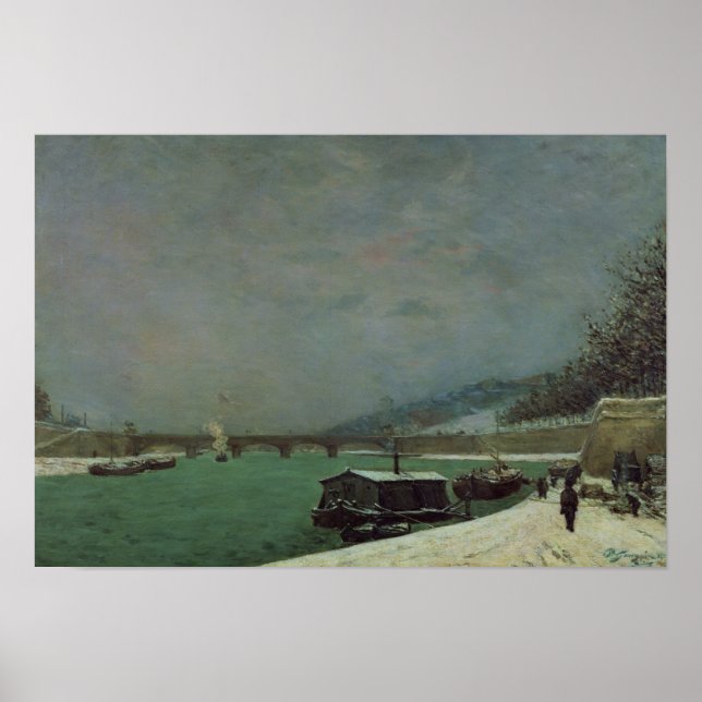 Seine am Pont d'Iena, Winter 1875 Poster (Vorne)