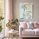 Seine Barmherzigkeit ist jeden Morgen neu Künstlicher Leinwanddruck<br><div class="desc">Seine Barmherzigkeit ist jeden Morgen neu,  mit zarten Aquarellfarben-Blume in Vase</div>