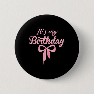 Seine Birthday Pink Coquette Bow Birthday Girls W Button