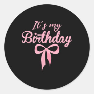 Seine Birthday Pink Coquette Bow Birthday Girls W Runder Aufkleber