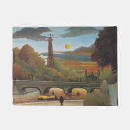 Seine & Eiffelturm im Sonnenuntergang (Paris, Fran Fußmatte