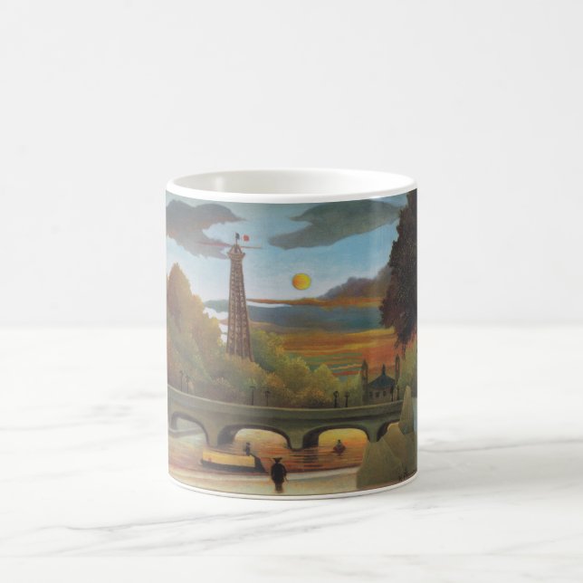 Seine & Eiffelturm im Sonnenuntergang (Paris, Fran Kaffeetasse (Mittel)