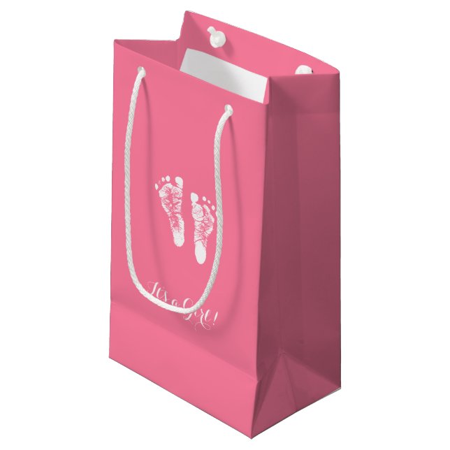 Seine ein Mädchen-niedlichen rosa neugeborenen Kleine Geschenktüte (Vorderseite Schrägansicht)
