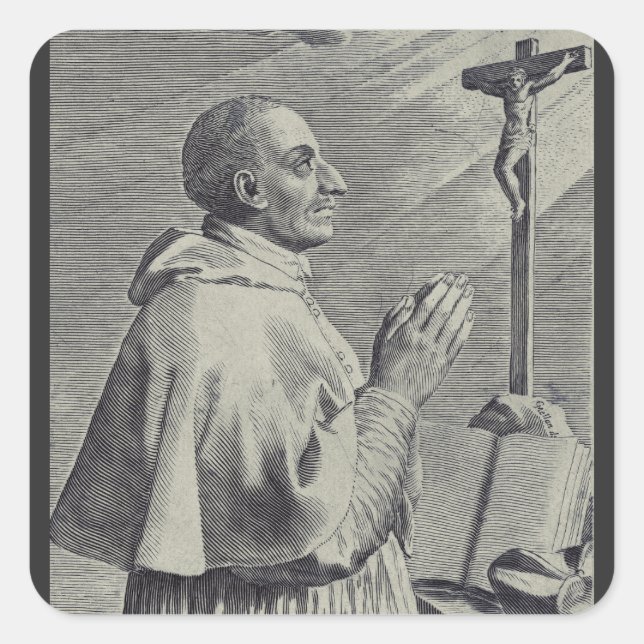 Seine Eminenz Saint Charles Borromeo Quadratischer Aufkleber (Vorderseite)