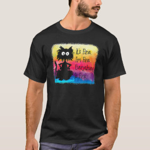 Seine feine und schöne Krawatte ist fein, schwarz. T-Shirt