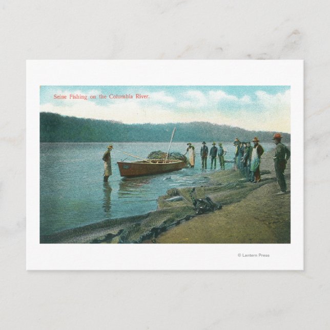 Seine Fischerei auf dem Fluss Columbia, OR Postkarte (Vorderseite)