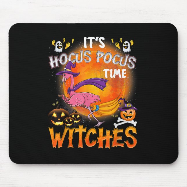 Seine Hocus Pocus Time Hexen Flamingo Mousepad (Vorne)