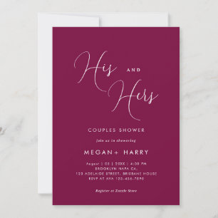 Seine & ihre einfache Merlot Couple Dusche Bridal Einladung