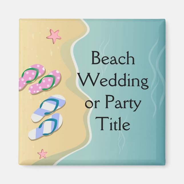 Seine/ihre Flip Flops auf der Hochzeit am Strand Magnet (Vorne)