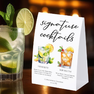 Seine Ihre Mojito Mai Tai Signature-Cocktails-Menü Tischaufsteller