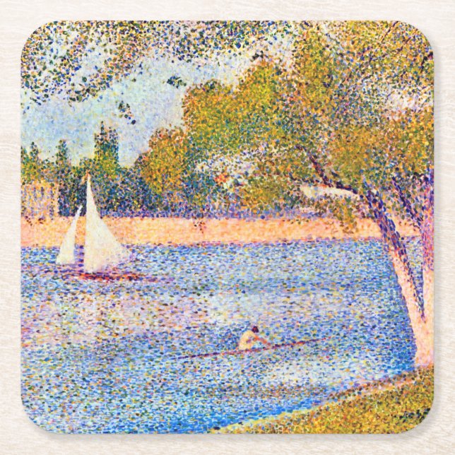 Seine in La Grande Jatte, Seurat Rechteckiger Pappuntersetzer (Vorderseite)