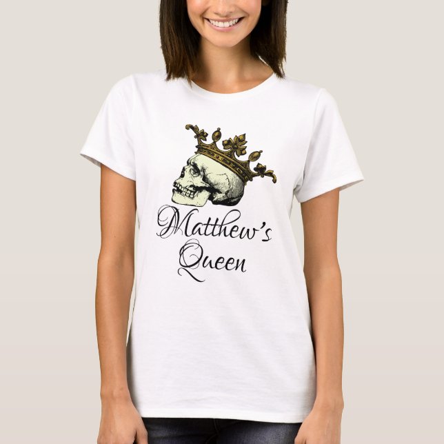 Seine Königin Skull mit Gold Crown T - Shirt (Vorderseite)