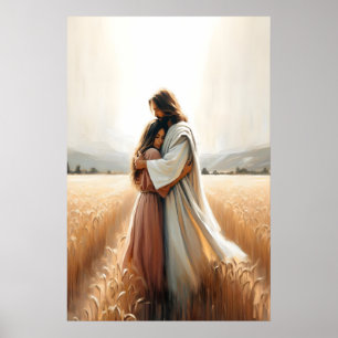 Seine liebevolle Umarmung Jesus umarmt Frau Heilun Poster