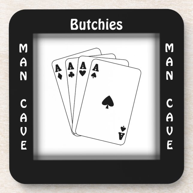 Seine Mann-Höhlen-Quadrat-Untersetzer Getränkeuntersetzer (Vorderseite)