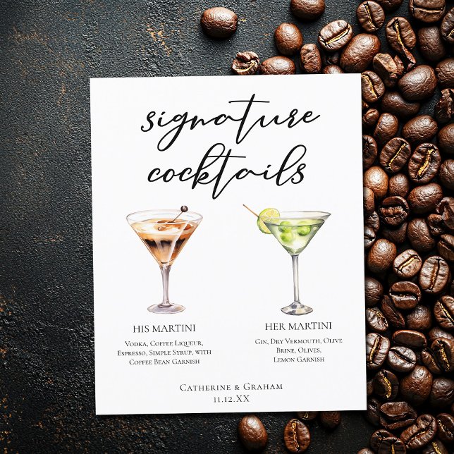 Seine Martini-Unterschrift "Wedding Cocktails Menu (Von Creator hochgeladen)