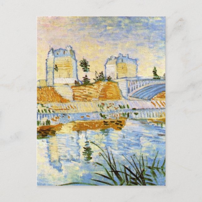 Seine mit dem Pont de Clichy, Vincent van Gogh Postkarte (Vorderseite)