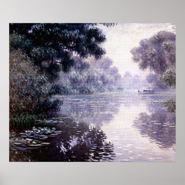 Seine nahe Giverny im Nebel Poster (Vorne)