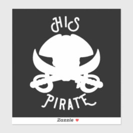 SEINE Piraten, Weißer Kreuz-Skull & Schwertaufkleb Aufkleber