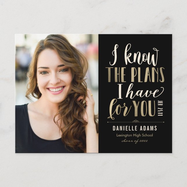 Seine Pläne Abschluss Ankündigung Postkarte (Vorderseite)