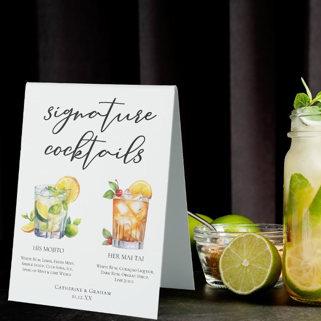Seine Rum Signature Cocktails Hochzeitsmenü Tischaufsteller (Von Creator hochgeladen)