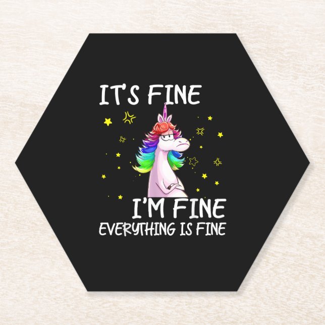Seine schöne Im Fine Everything Fine Funny Unicorn Untersetzer (Vorderseite)