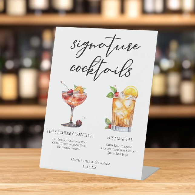 Seine sommerliche Hochzeitssignatur Cocktails Menu Sockelschild (Von Creator hochgeladen)