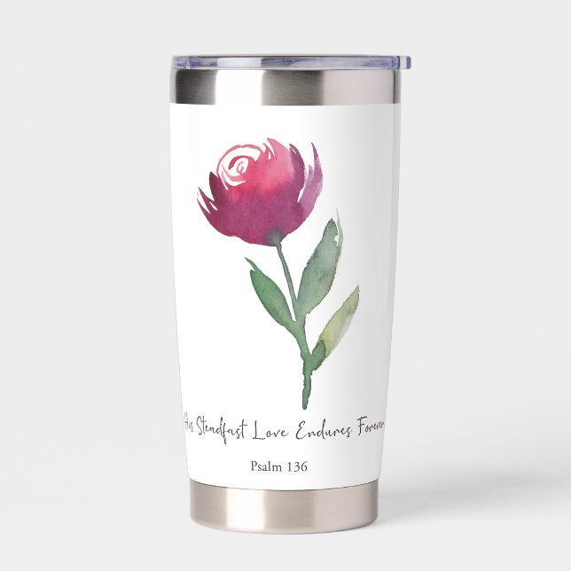 Seine standhafte Liebe Aquarell-rote Rose Thermobecher (Links)