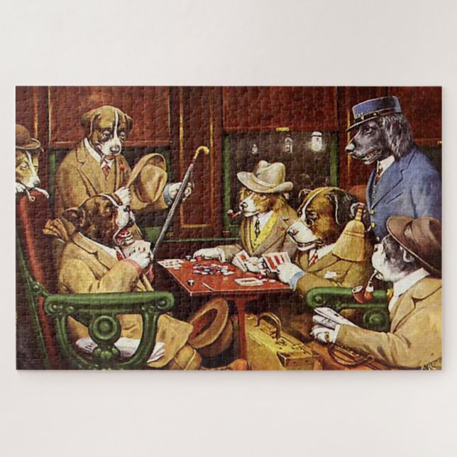 Seine Station und Vier Asse Hunde spielen Poker (Horizontal)