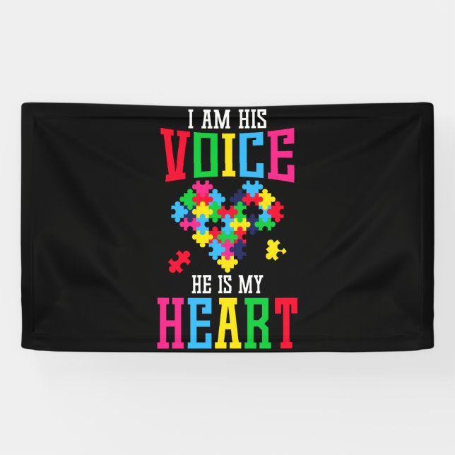 Seine Stimme Er ist mein Herz Autismus Bewusstsein Banner (Horizontal)